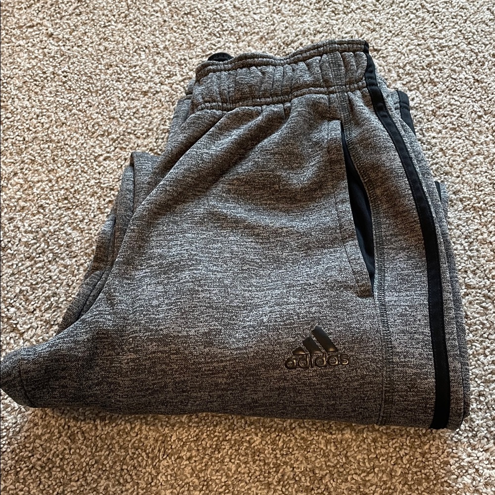 Adidas Women’s Small Charcoal Sweatpants with Black Stripes - Picture 6 of 10